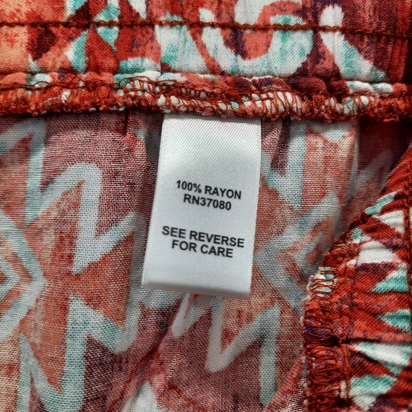 Cato Women's Orange Square Pants Capri Pants Elastic Waist Size L - Picture 9 of 13